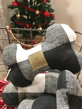 Load image into Gallery viewer, Buffalo plaid dog bone black and white. | The Oxford Dog
