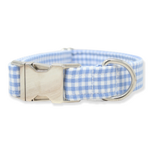 Load image into Gallery viewer, Light Blue Gingham Dog Collar
