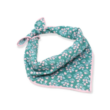 Load image into Gallery viewer, Teal &amp; Pink Flowers Dog Bandana
