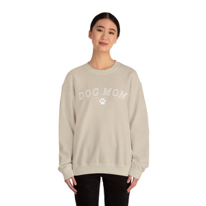 Dog Mom Sweatshirt with Paw Print in Sand | Unisex Heavy Blend™ Crewneck Sweatshirt