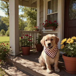 Maroon Gingham Dog Bandana