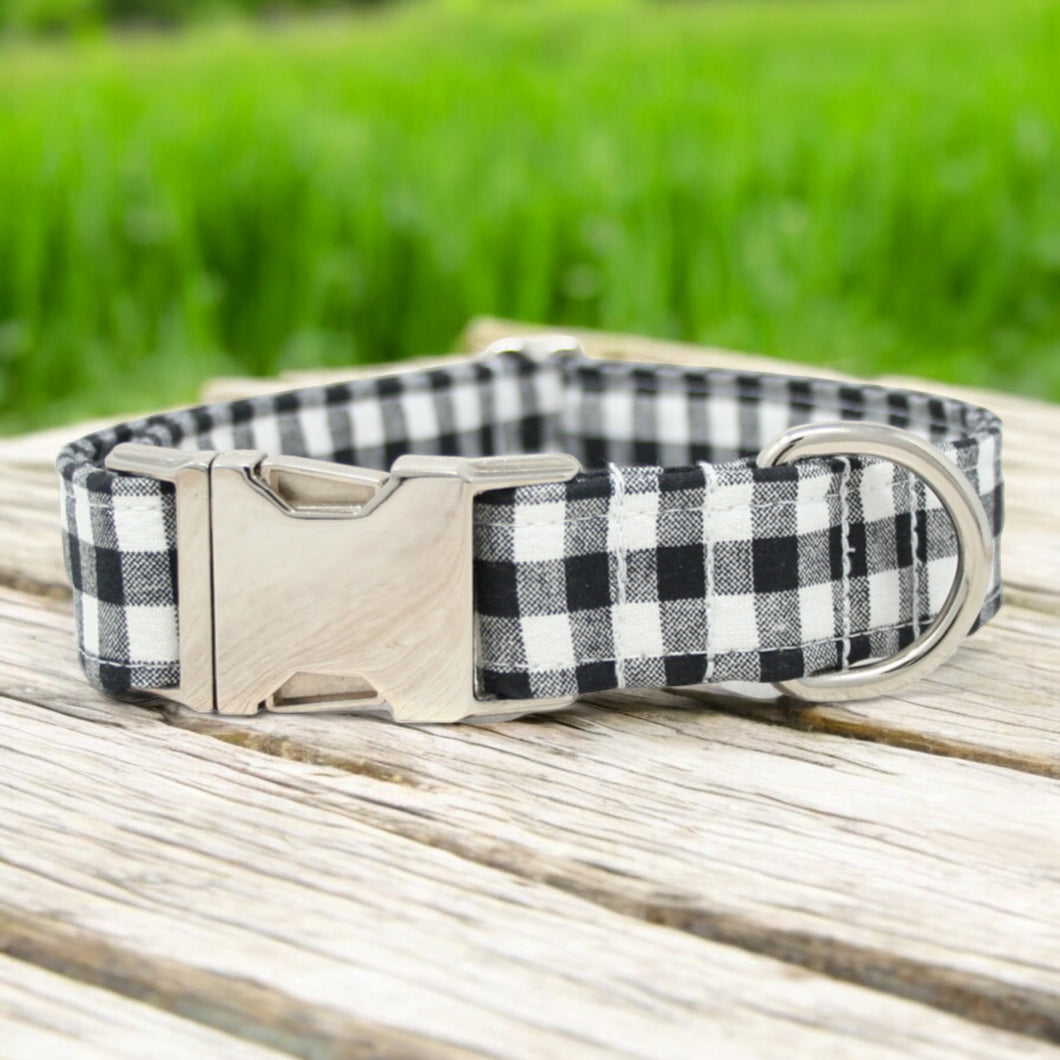 Black & White Buffalo Plaid Dog Collar