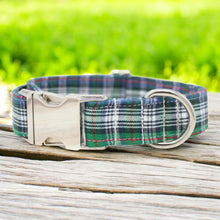 Load image into Gallery viewer, Blue &amp; Green Plaid Dog Collar
