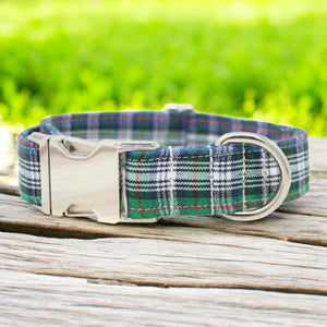 Blue & Green Plaid Dog Collar