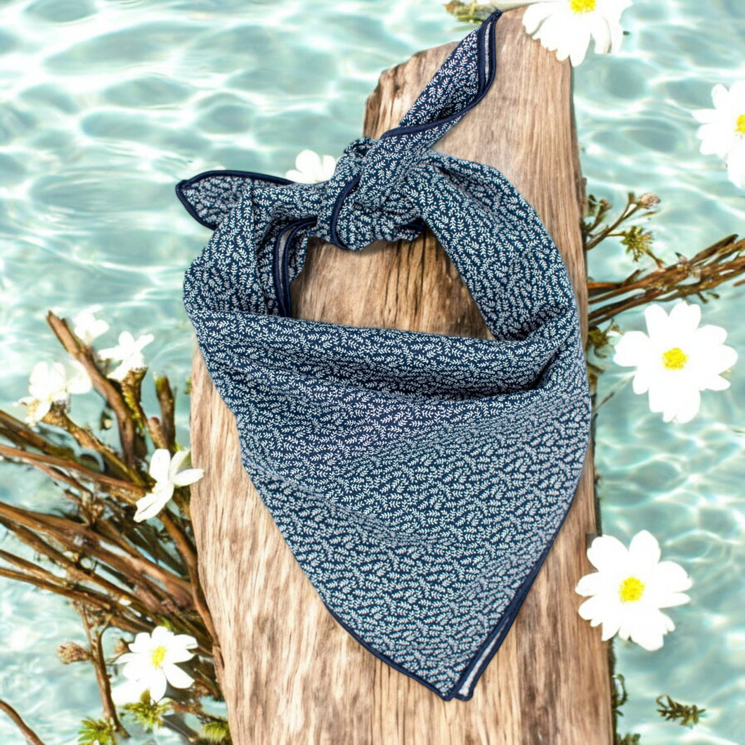Navy Leaves Dog Bandana