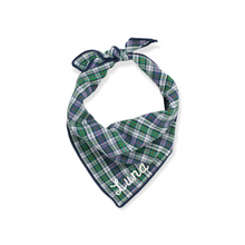 Load image into Gallery viewer, Blue Green Plaid Dog Bandana
