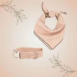 Taupe Leafy Vines Dog Collar