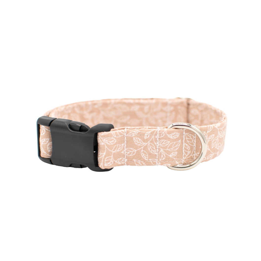 Taupe Leafy Vines Dog Collar