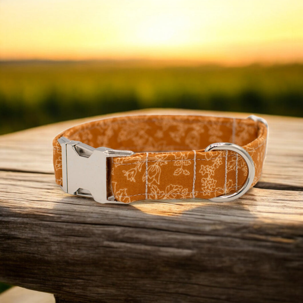 Rust Orange Floral Dog Collar