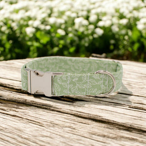 Sage Leafy Vines Dog Collar