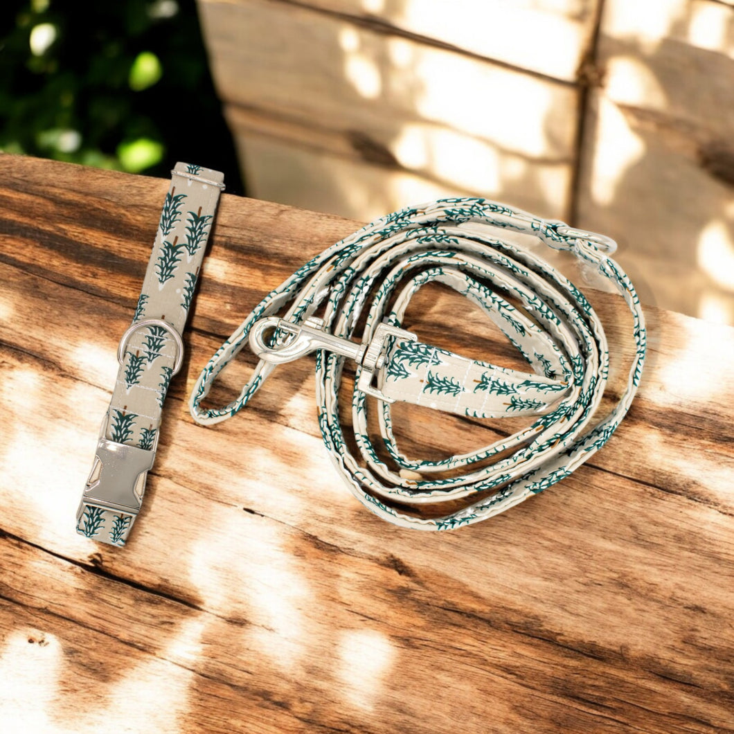 Fir Trees in Tan | Collar and Leash Set
