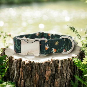 Green Flowers Dog Collar