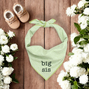Big Sis DOG BANDANA | GREEN DITSY DOTS