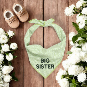BIG SISTER DOG BANDANA | GREEN DITSY DOTS
