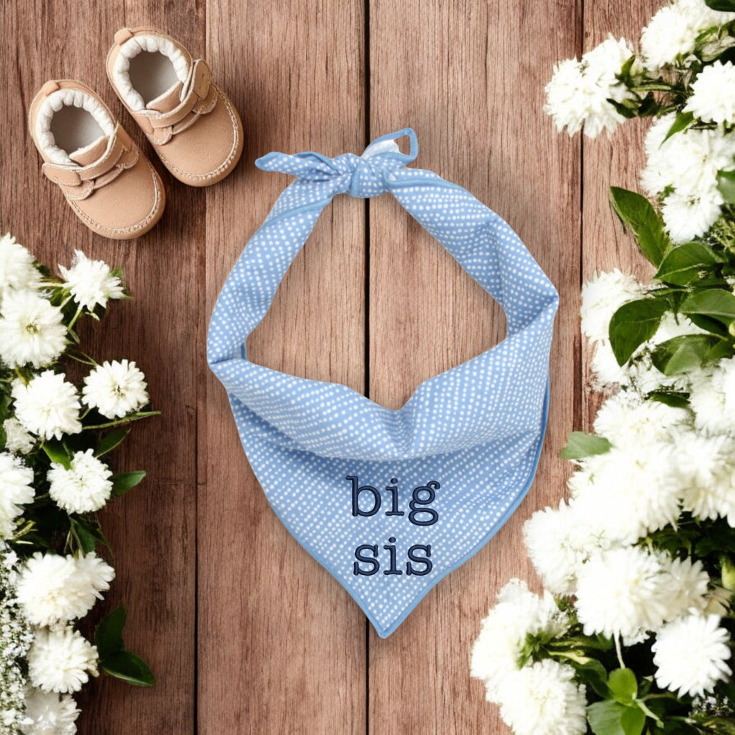 Big Sis DOG BANDANA | LIGHT BLUE DITSY DOTS