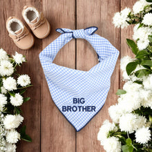 Load image into Gallery viewer, BIG BROTHER DOG BANDANA | LIGHT BLUE GINGHAM
