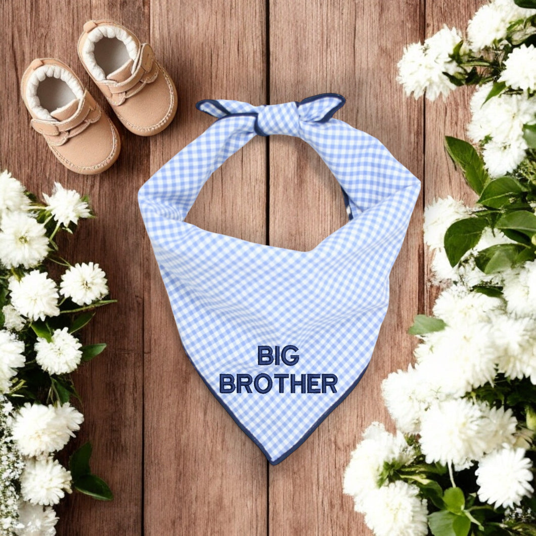 BIG BROTHER DOG BANDANA | LIGHT BLUE GINGHAM