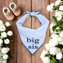 Load image into Gallery viewer, BIG SIS DOG BANDANA | LIGHT BLUE GINGHAM
