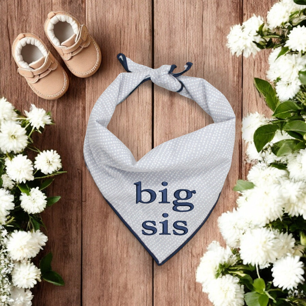 BIG SIS DOG BANDANA | LIGHT GRAY DITSY DOTS