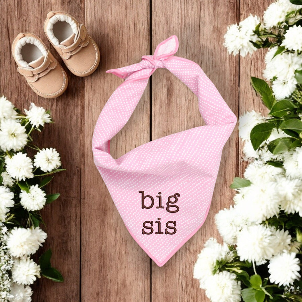 Big Sis DOG BANDANA | LIGHT PINK DITSY DOTS