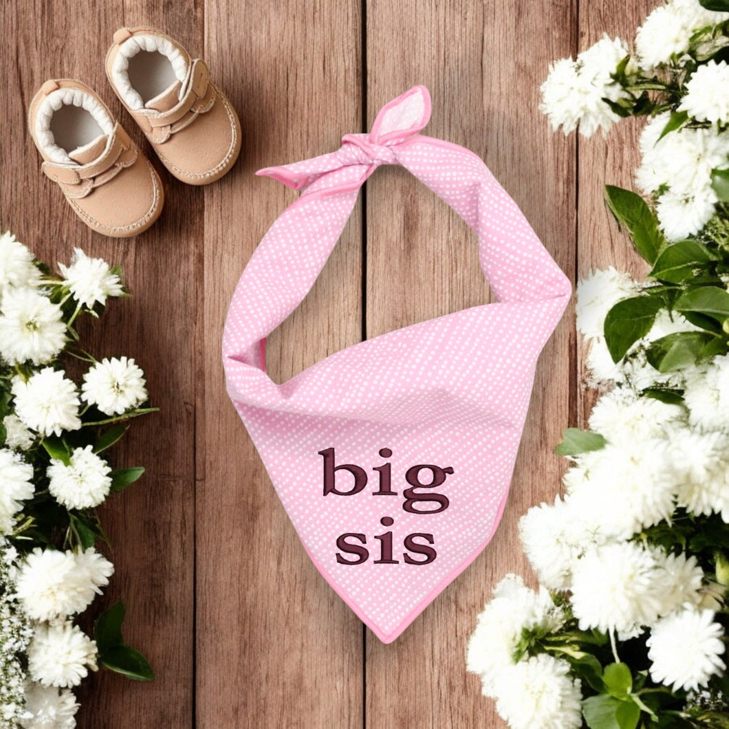 BIG SIS DOG BANDANA | LIGHT PINK DITSY DOTS