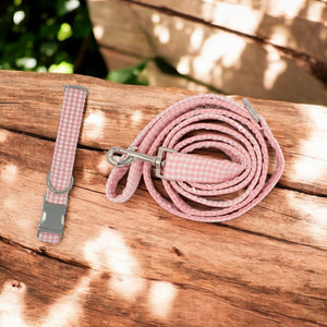 Pink Gingham | Collar and Leash Set