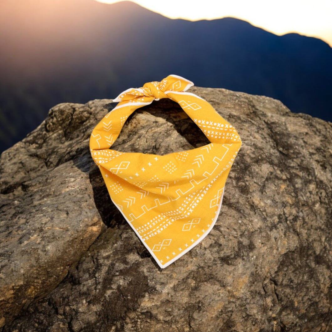 Mustard Mudcloth Dog Bandana