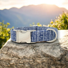 Load image into Gallery viewer, Navy Blue Dog Collar Ditsy Dots
