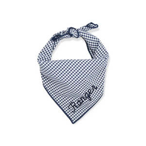 Navy Gingham Dog Bandana