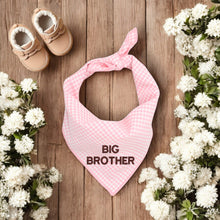 Load image into Gallery viewer, BIG BROTHER DOG BANDANA | PINK GINGHAM

