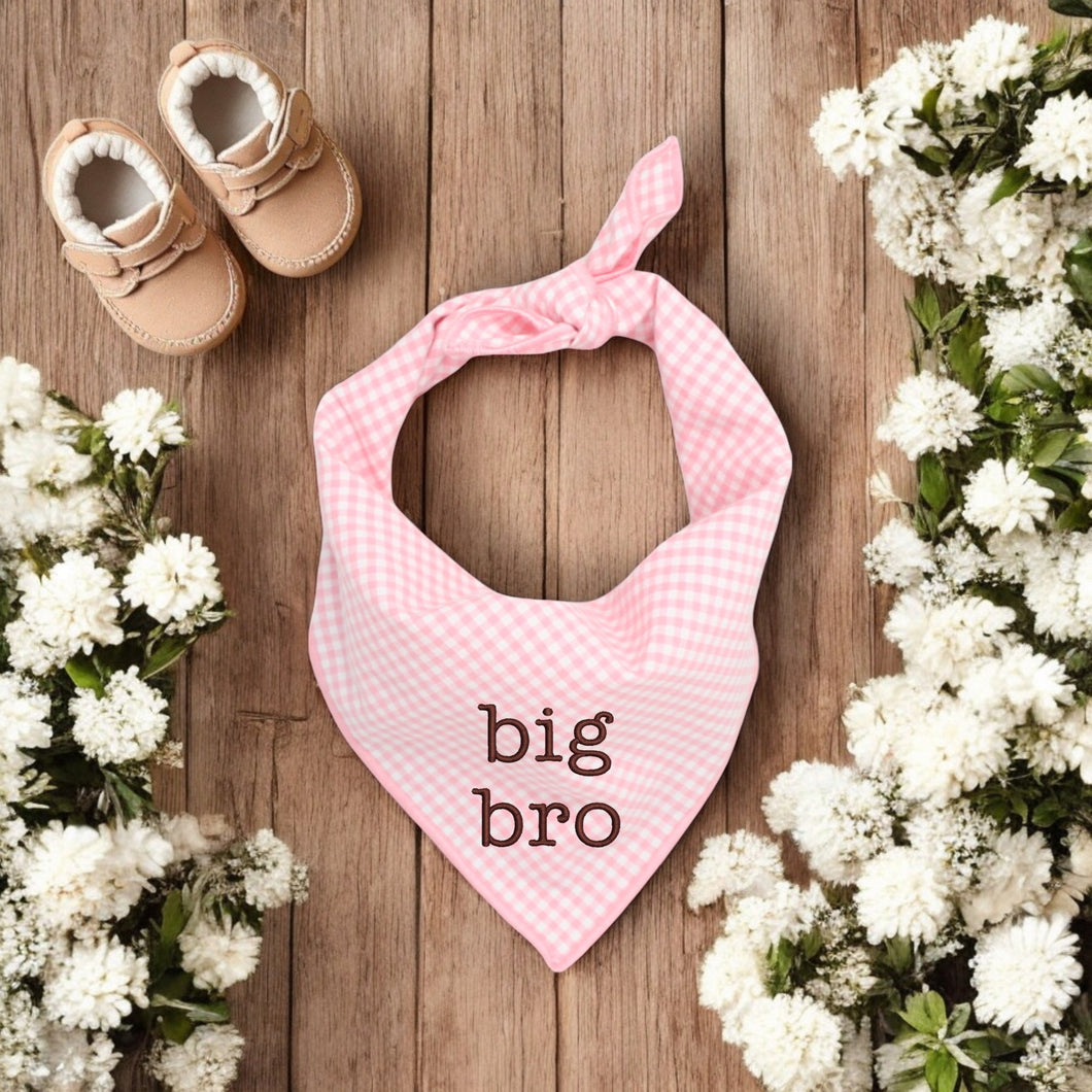 Big Bro DOG BANDANA | PINK GINGHAM