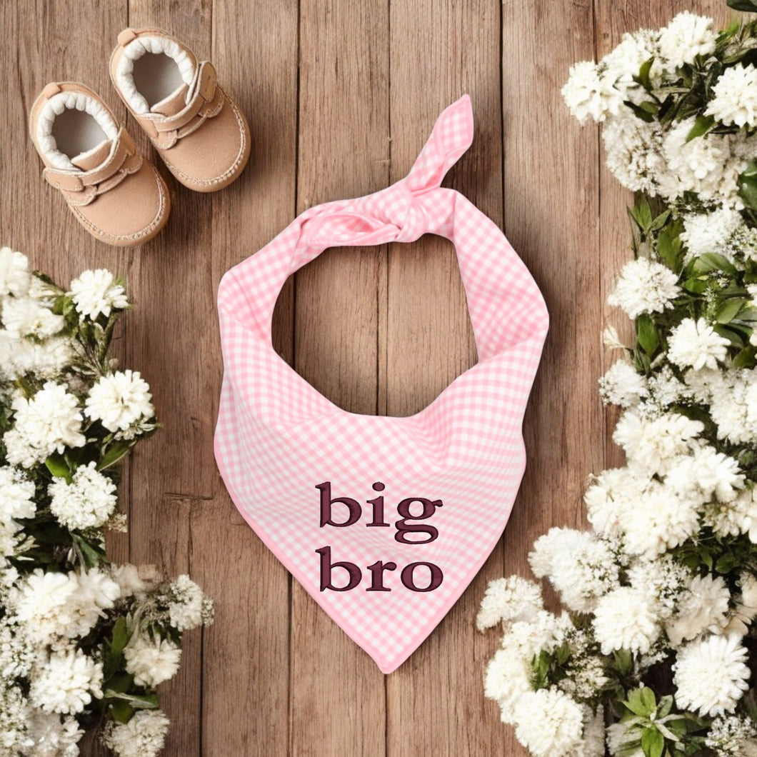 BIG BRO DOG BANDANA | PINK GINGHAM