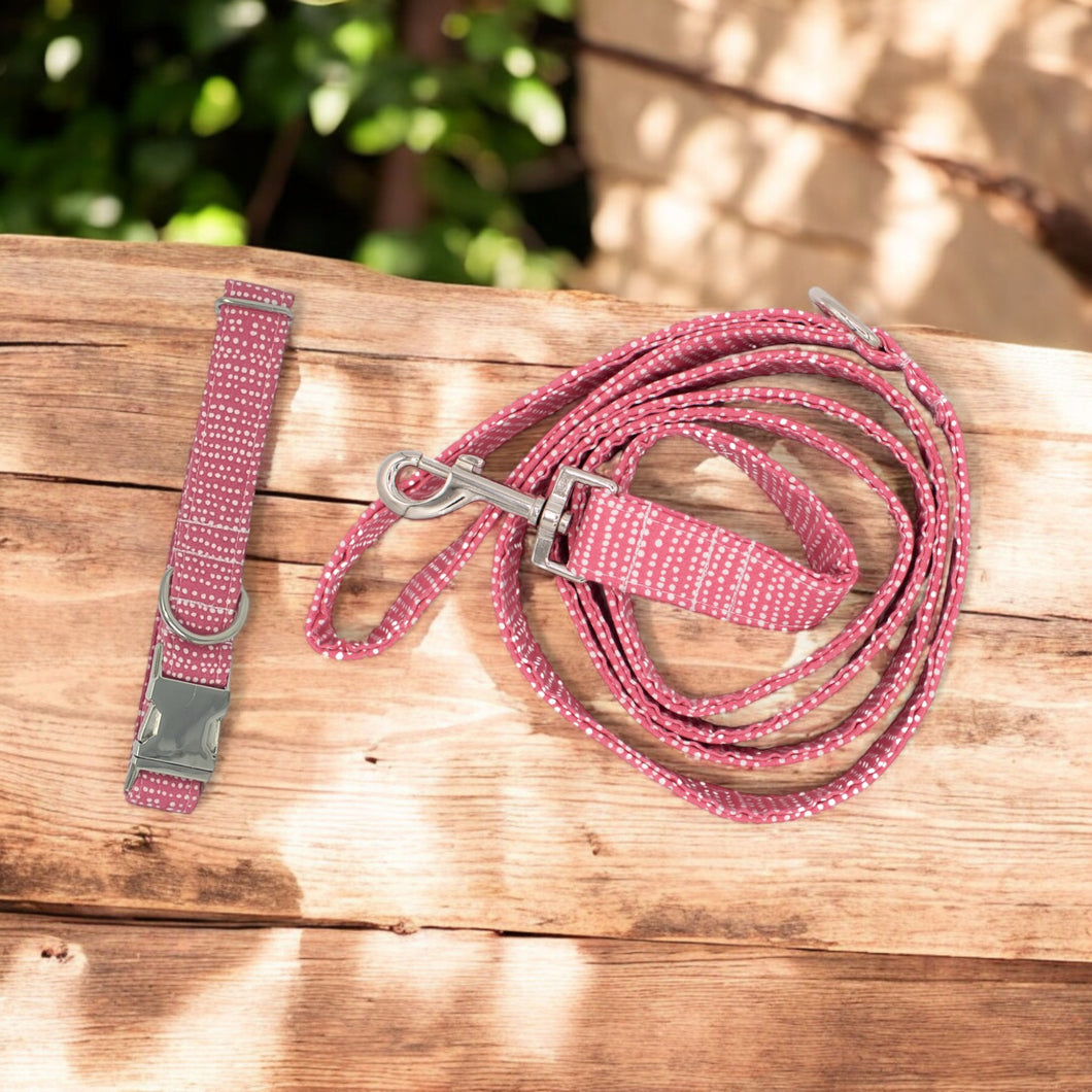 Pink Ditsy Dots | Collar and Leash Set