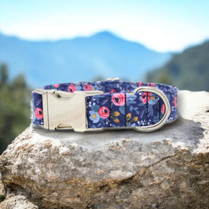 Rosa Navy Dog Collar