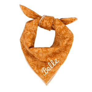 Rust Orange Floral Dog Bandana