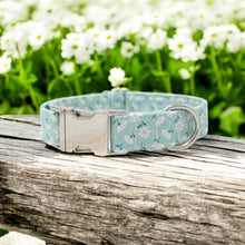 Load image into Gallery viewer, Teal and White Flowers Dog Collar
