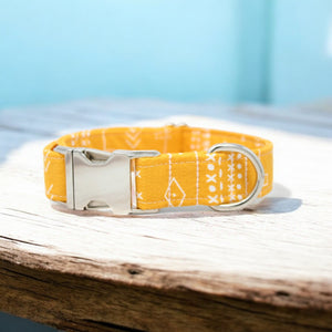 Mustard Mudcloth Dog Collar