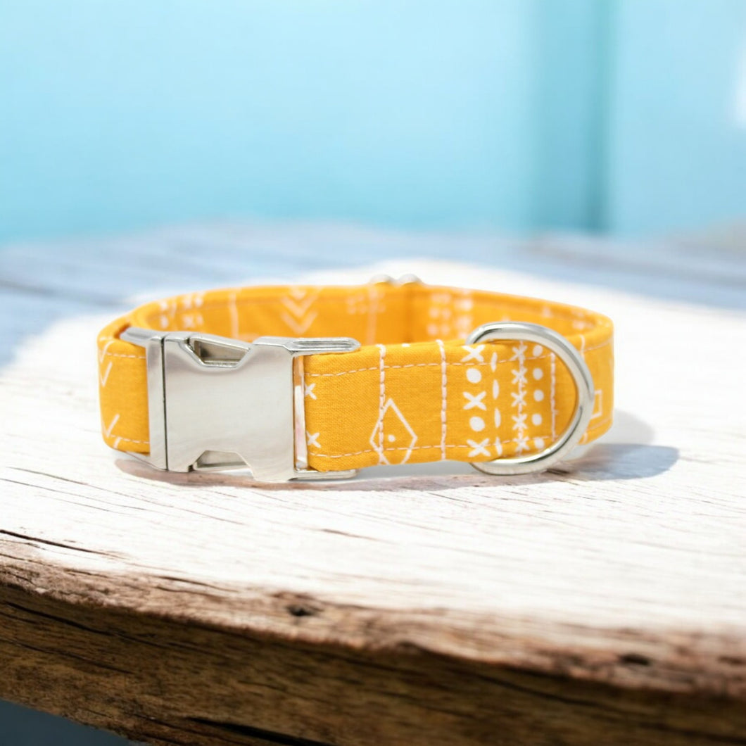 Mustard Mudcloth Dog Collar
