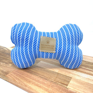 Blue Herringbone Dog Toy with Squeaker from The Oxford Dog. 