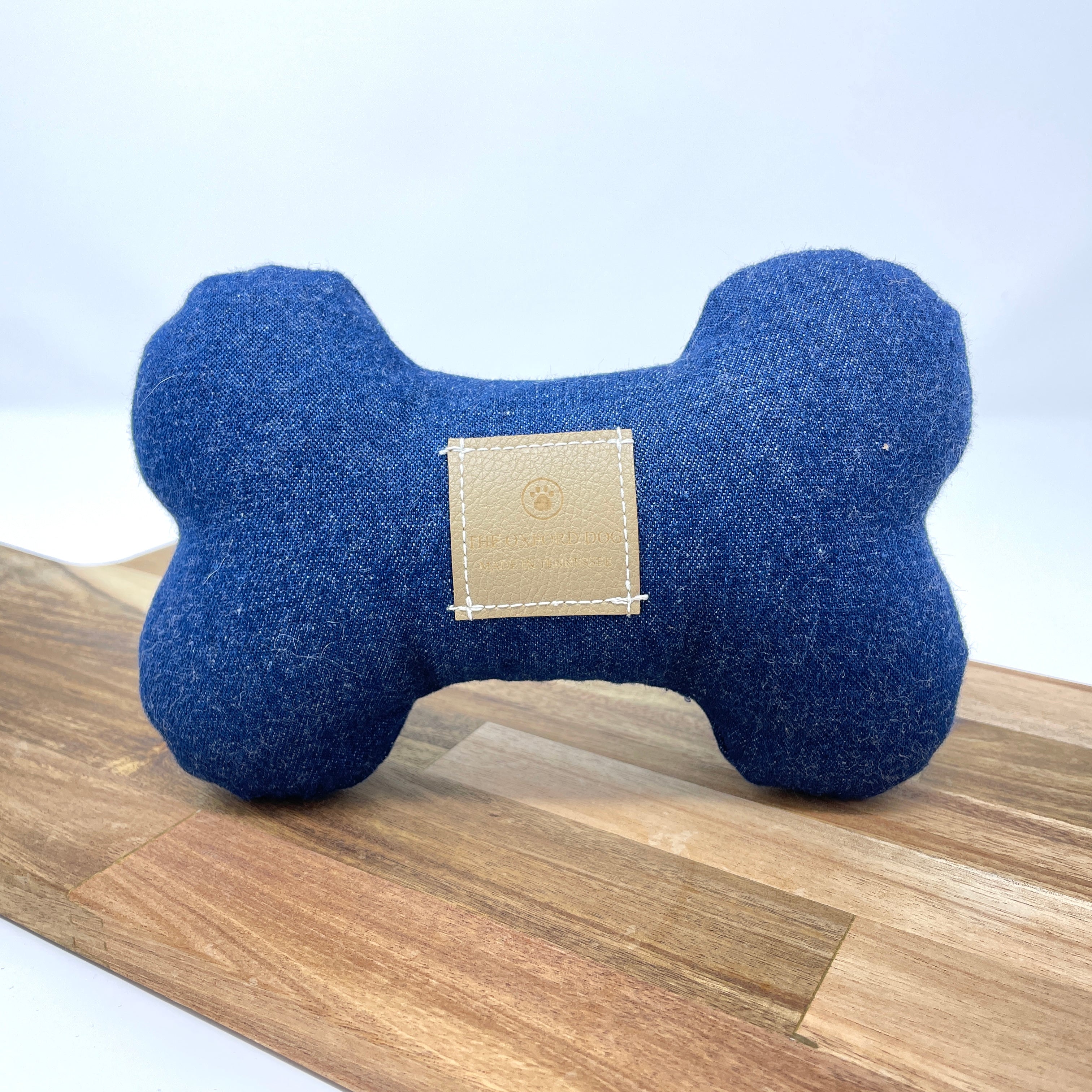 Personalized dog bone, dog toy with squeaky, denim dog bone