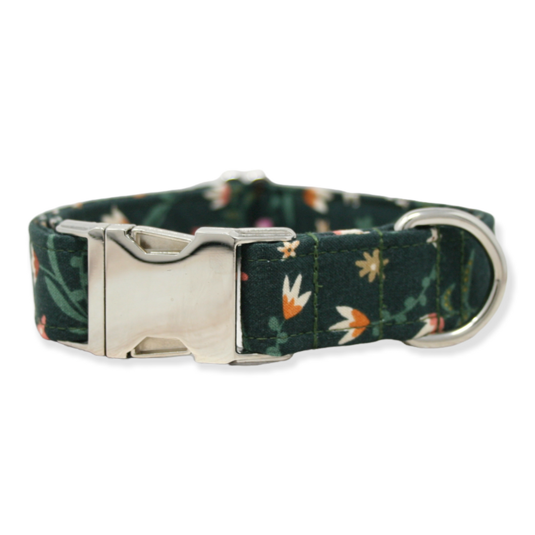 Green Flowers Dog Collar