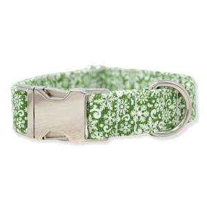Green Snowflakes Dog Collar | Clearance