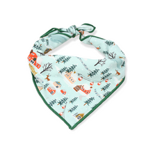 Load image into Gallery viewer, Holiday Village in Mint Dog Bandana
