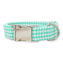 Load image into Gallery viewer, Mint Gingham Dog Collar
