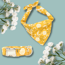 Load image into Gallery viewer, Mustard Floral | Collar &amp; Bandana Set

