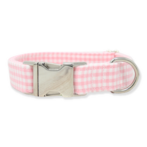 Pink Gingham Dog Collar