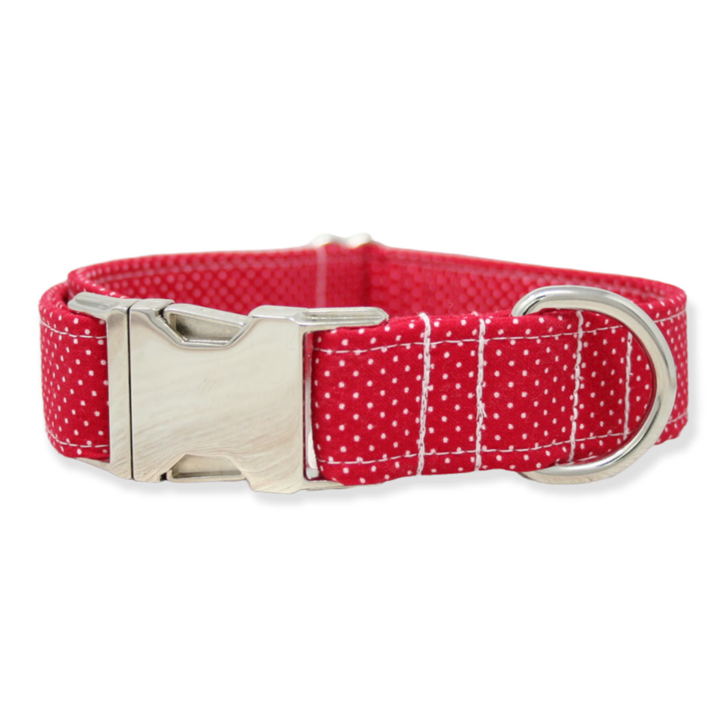 Red & White Dots Dog Collar | Clearance