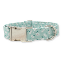 Load image into Gallery viewer, Teal and White Flowers Dog Collar
