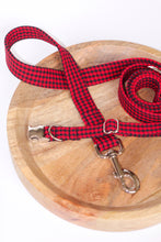 Load image into Gallery viewer, Buffalo plaid dog leash silver hardware
